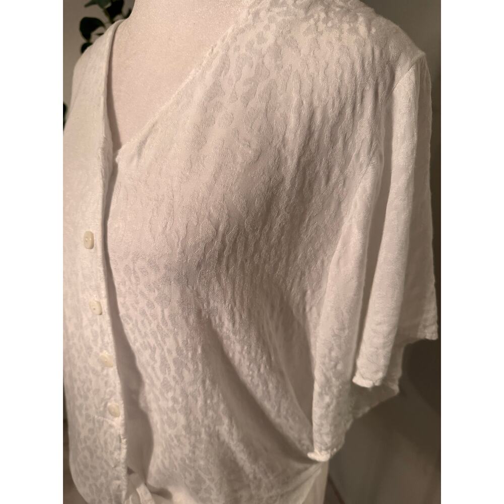 Shore Cropped Button-Up White Blouse Size XS